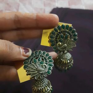 Green Peacock 🦚 Design Earings ❤️