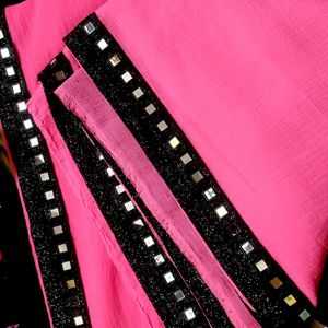 MIRROR WORK PINK SAREE