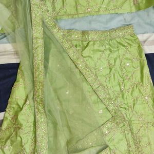 Art Silk Pista Color Lehanga Choli