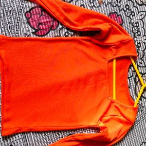 Orange Square Neck Top