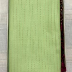 New Fluorescent Green With Pink Silk Saree