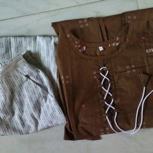 Cotton Stitched Kurta Bottom Set