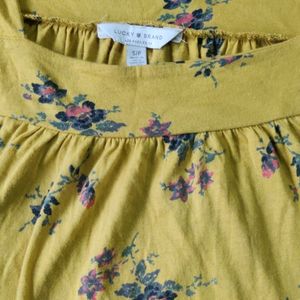 Mustard Yellow Floral Top For Women