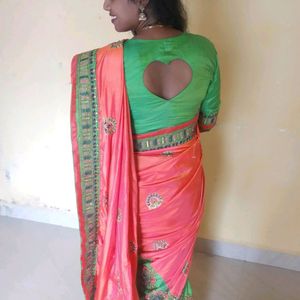 heavily work saree