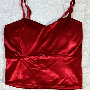 Red Velvet Sleevless Top