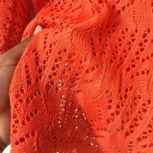 Orange Pullover Knitted Top