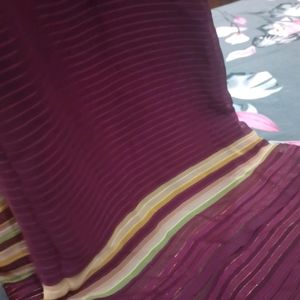 Dark Purple Satin Border Saree