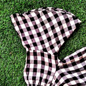 DNMX: Black&White Checkered Off-shoulder Top