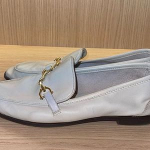 Zara Ecru Loafers Pure Leather