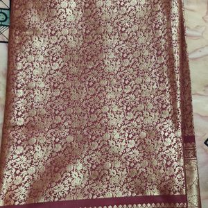 Maroon Pattu Like Saree