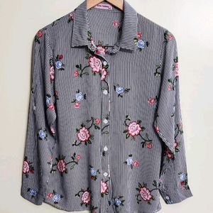 Crey Floral Shirt Size-34