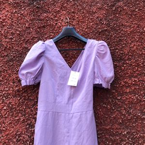 Retro Aesthetic Lavender jumpsuit with puff sleeve