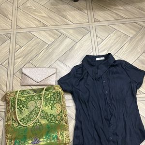 Tote Bag, Clutch And Mango Shirt