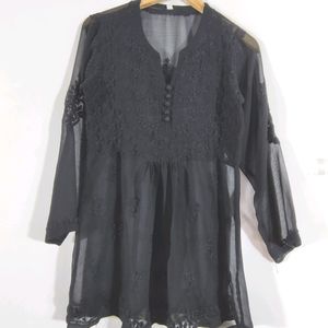 Black Chikankari Top (Women's)