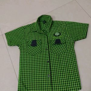 Green Half Check Shirt