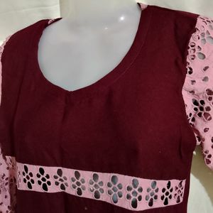 Wine Woolen Kurta