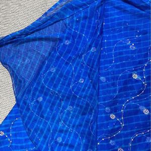 Blue Lehariya Saree