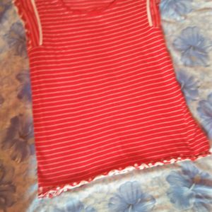 Red Striped T-shirt For Girls