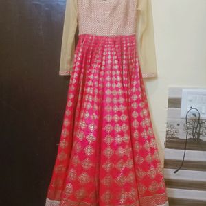 beutifull pink foil print anarkali