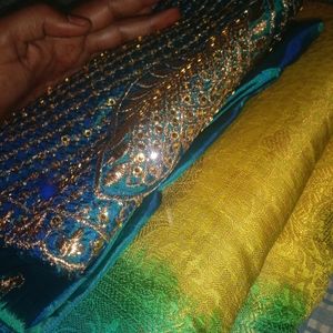 Kangevaram Pattu Saree With Work Blouse