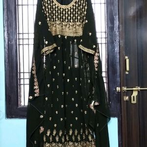 New Olive Heavy Party Wear Embroidered Kurta Set