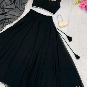 Beautiful Black Lahenga With Ready Blouse