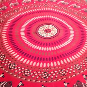 Bombay Hyies Cotton Fabric Red Designed Bed Sheet