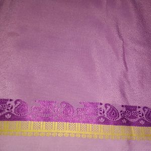 Purple Plain Sareewith Border