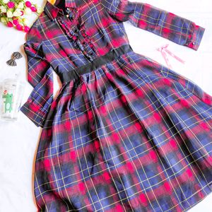 Korean Checked Ruffled Dress