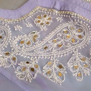 Lavender chikankari mesh kurti with inner 🪻