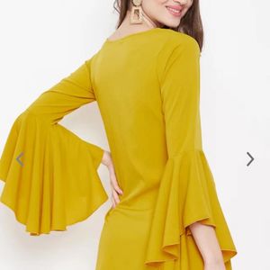 Berrylush Mustard yellow fit and flare dress