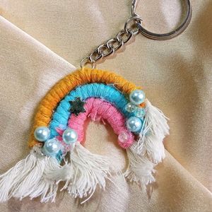 Rainbow Keychain Macrame 1 Nos