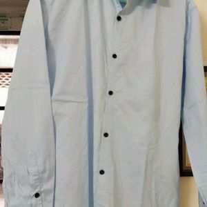 Mens Light Blue Plain Shirt Size 40