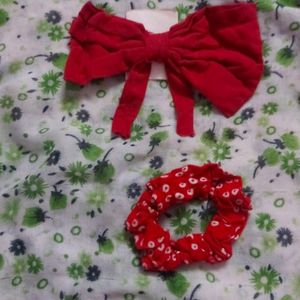 Handmade Scrunchie And Bow Combo