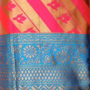 Banarsi Silk  Weaved Saree With Attached Bkouse