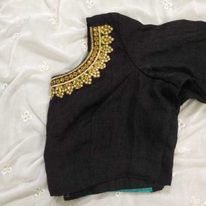 Black Blouse With Colour Border,3/4th Sleeves