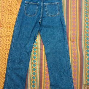 High Waist Straight Fit Blue Jeans