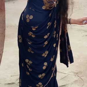 Dhoti Style Ready To Wear Saree With Golden Touch