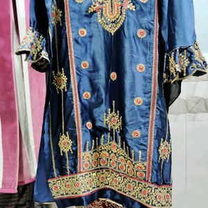 FULL WORK NAVY BLUE SUIT GHARARA WITH DUPPATTA