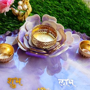 Lavender Colour Handmade Puja Plate