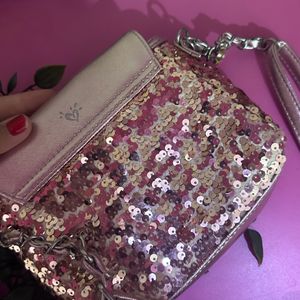 Justice Sequin Pink Hangbag Or Slingbag