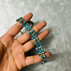 Aquamarine Blue Rhinestone Necklace