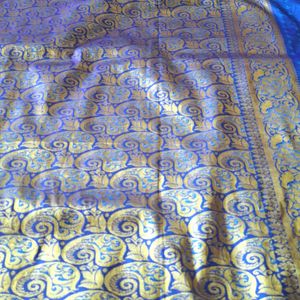 Banarasi Silk Blend Saree(Blue And Gold)