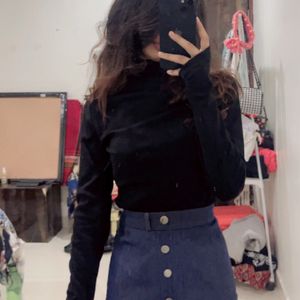 Navy Blue Denim Skirt