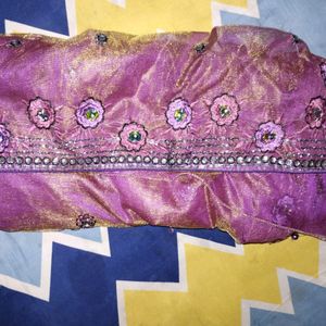 Net saree in purple colour havingg 2 shining shade