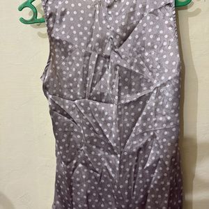 Silver Polka Dot Satin Tank Top