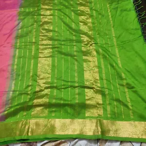 Peach And Green Saree