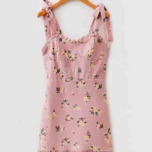 Bralette Pink Floral Short Dress