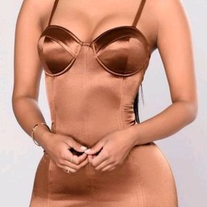 Fashion Nova, Size XL Bustier Cami Dress in Mocha