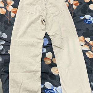 Beige Straight Fit New Jeans